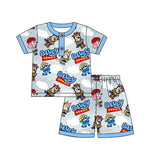 Preorder BSSO1240 Cartoon Blue Dog Boys Shorts Set