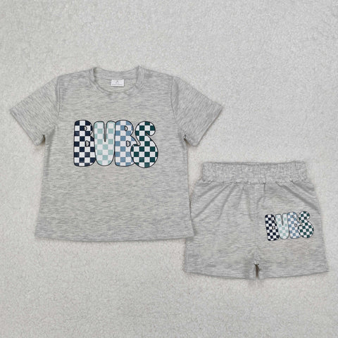 BSSO1304 Vinyl BUBS Plaid Gray Boys Shorts Set