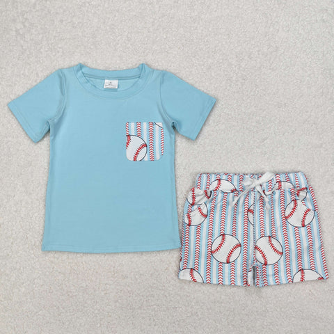 BSSO1317 Baseball Blue Boys Shorts Set