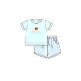 Preorder BSSO1329 Embroidery Back To School Apple Book Boys Shorts Set