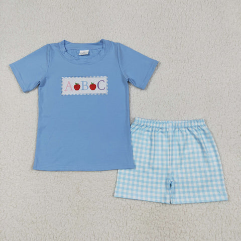 BSSO1331 Back To School ABC Apple Boys Shorts Set