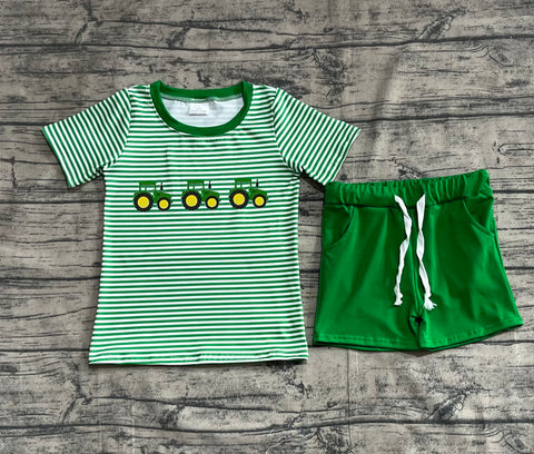 Preorder BSSO1374 Truck Car Green Boys Shorts Set