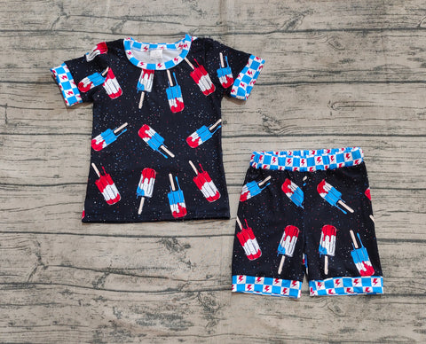 Preorder BSSO1401 USA 4th of July Popsicle Boys Pajamas Shorts Set
