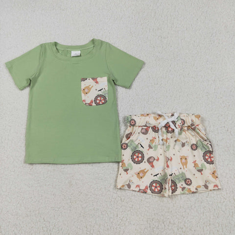BSSO1460 Farm Animal Boys Shorts Set
