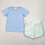 BSSO1481 Purple Cotton Boys Shorts Set