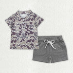 BSSO1490 Hunting Camo Polo Shirt Boys Shorts Set