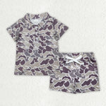 BSSO1521 Hunting Camo Polo Shirt Boys Shorts Set