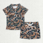 BSSO1522 Hunting Camo Polo Shirt Boys Shorts Set