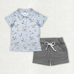 BSSO1523 Mallard Ducks Polo Shirt Boys Shorts Set