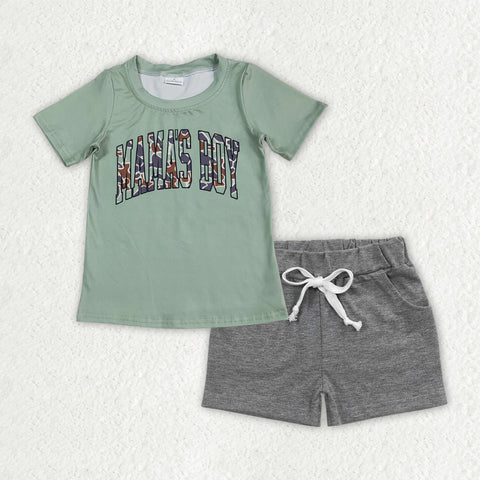 BSSO1542 MAMA'S BOY Camo Boys Shorts Set