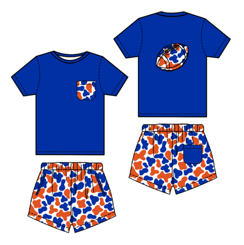 Preorder 10.23 MOQ 5 pcs BSSO1555 Football Camo Blue Boys Shorts Set