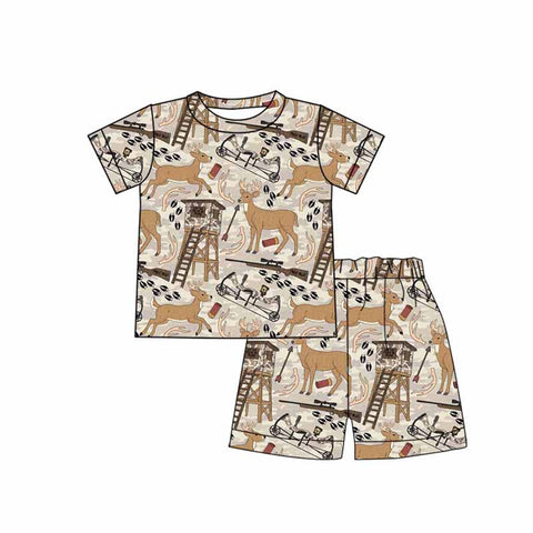 Preorder 10.23 MOQ 5 pcs BSSO1559 Hunting Elk Camo Boys Shorts Set