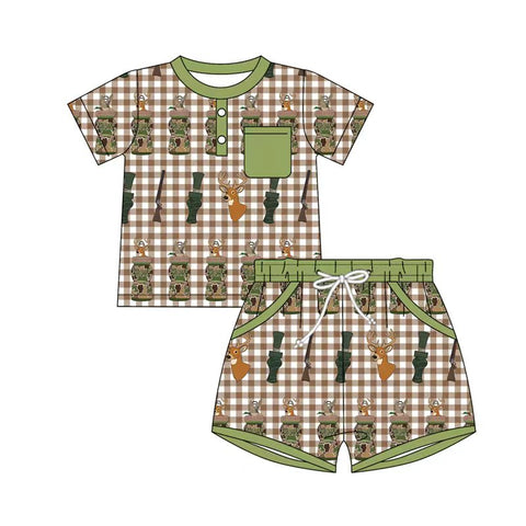 Preorder 11.16 MOQ 5 pcs BSSO1574 Hunting Mallard Ducks Elk Call Me Boys Shorts Set