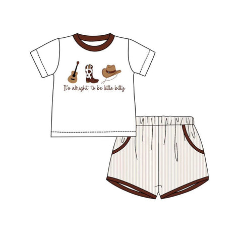 Preorder 11.17 MOQ 5 pcs BSSO1578 Western Cowboy Boys Shorts Set