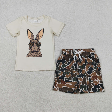 BSSO1582 Easter Rabbit Camo Boys Shorts Set