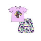 Preorder Samples BSSO1583 Mardi Gras Mallard Ducks Camo Purple Boys Shorts Set