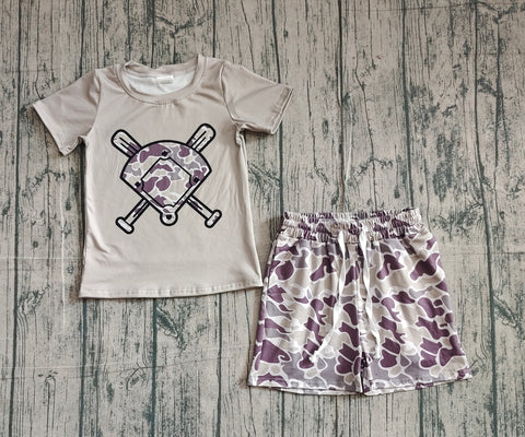Preorder Samples BSSO1585 Baseball Camo Boys Shorts Set