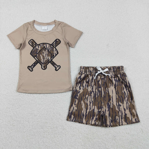 BSSO1587 Baseball Camo Boys Shorts Set