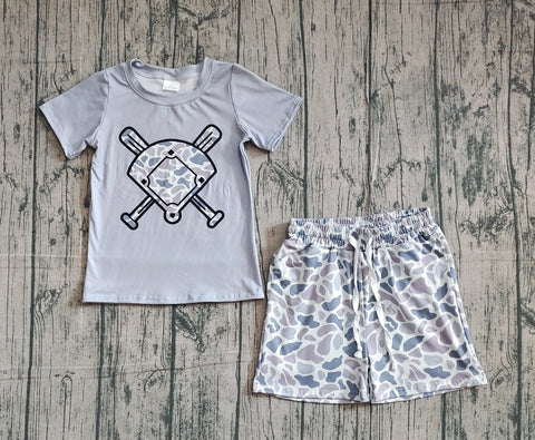 Preorder Samples BSSO1589 Baseball Camo Boys Shorts Set