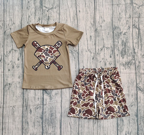 Preorder Samples BSSO1593 Baseball Camo Boys Shorts Set