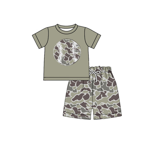 Preorder 11.20 MOQ 5 pcs BSSO1594 Baseball Camo Boys Shorts Set