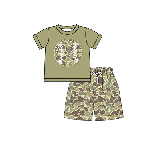 Preorder 11.20 MOQ 5 pcs BSSO1595 Baseball Camo Boys Shorts Set