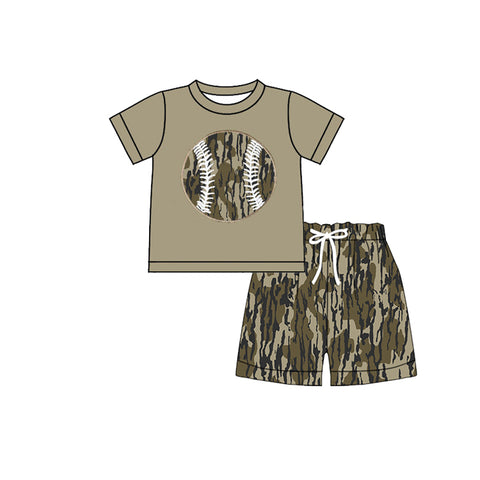 Preorder 11.20 MOQ 5 pcs BSSO1596 Baseball Camo Boys Shorts Set