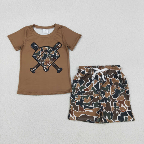 BSSO1588 Baseball Camo Boys Shorts Set