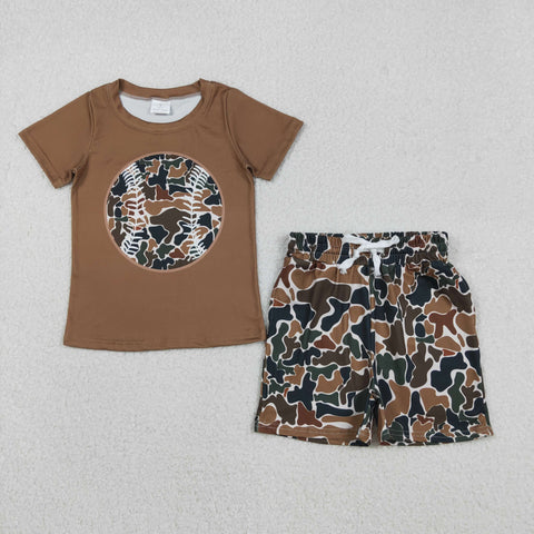 BSSO1597 Baseball Camo Boys Shorts Set