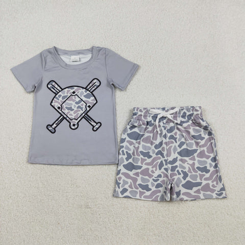 BSSO1598 Baseball Camo Boys Shorts Set