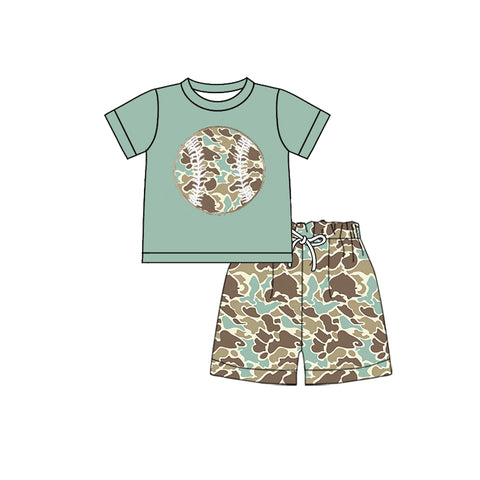 Preorder 11.20 MOQ 5 pcs BSSO1599 Baseball Camo Boys Shorts Set