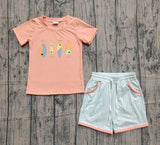 Preorder Samples BSSO1606 Embroidery Fishing Hook Boys Shorts Set