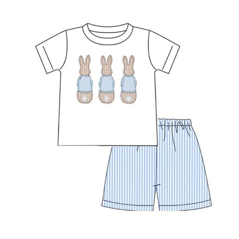 Preorder 11.24 MOQ 5 pcs BSSO1611 Easter Bunny Rabbit Boys Shorts Set