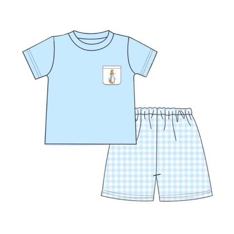 Preorder 11.24 MOQ 5 pcs BSSO1612 Easter Cartton Rabbit Boys Shorts Set