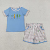 Embroidery Fishing Kids Sibling Matching Clothes