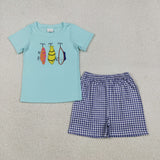 Embroidery Fishing Kids Sibling Matching Clothes