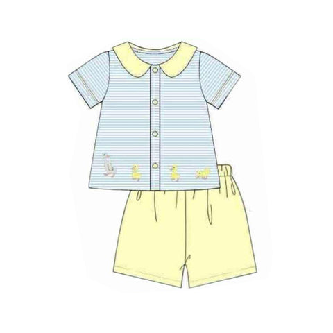 Preorder 11.25 MOQ 5 pcs BSSO1629 Duck Yellow Cute Boys Shorts Set