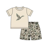 Preorder Samples BSSO1646 Embroidery Mallard Ducks Camo Boys Shorts Set