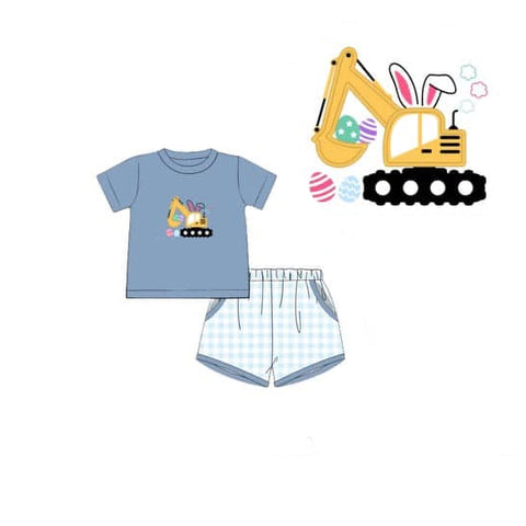 Preorder 12.06 MOQ 5 pcs BSSO1648 Easter Egg Truck Boys Shorts Set
