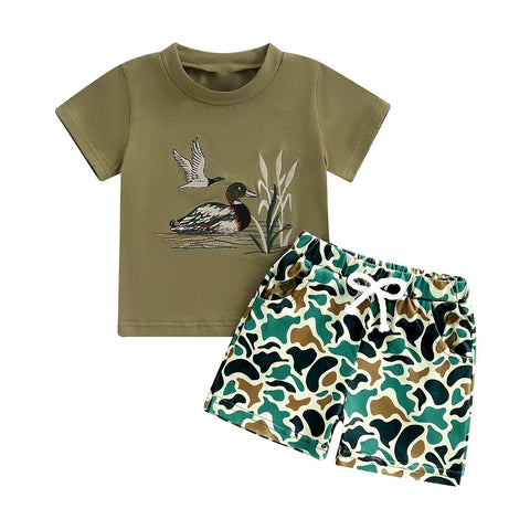 Preorder 12.08 MOQ 5 pcs BSSO1659 Mallard Ducks Camo Boys Shorts Set