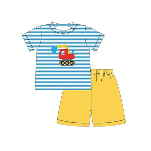 Preorder 12.13 MOQ 5 pcs BSSO1667 Tractor Car Boys Shorts Set