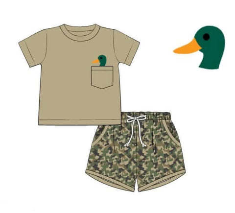 Preorder 12.14 MOQ 5 pcs BSSO1686 Mallard Ducks Camo Boys Shorts Set