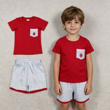 BSSO1692 Strawberry Red Boys Shorts Set