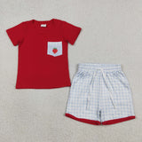 BSSO1692 Strawberry Red Boys Shorts Set