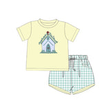 Preorder Samples BSSO1740 Embroidery Jesus Loves Me This I know Boys Shorts Set