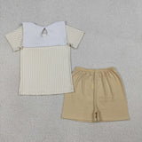 BSSO1777 Embroidery Jesus Pray Sheep Boys Shorts Set