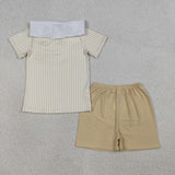 BSSO1777 Embroidery Jesus Pray Sheep Boys Shorts Set