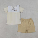 BSSO1777 Embroidery Jesus Pray Sheep Boys Shorts Set