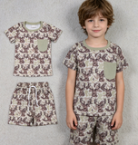 BSSO1794 Hunting Elk Camo Boys Shorts Set