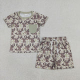 BSSO1794 Hunting Elk Camo Boys Shorts Set